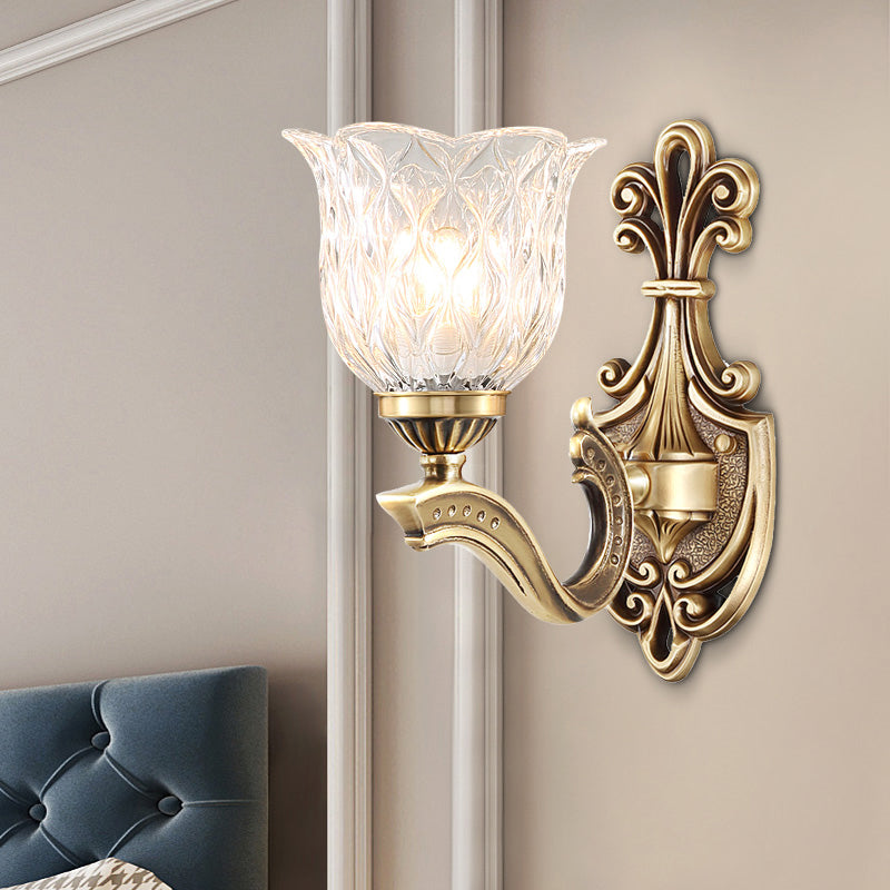 Ruffle Bedroom Wall Light – Traditional Wavy Glass Bronze Finish Sconce