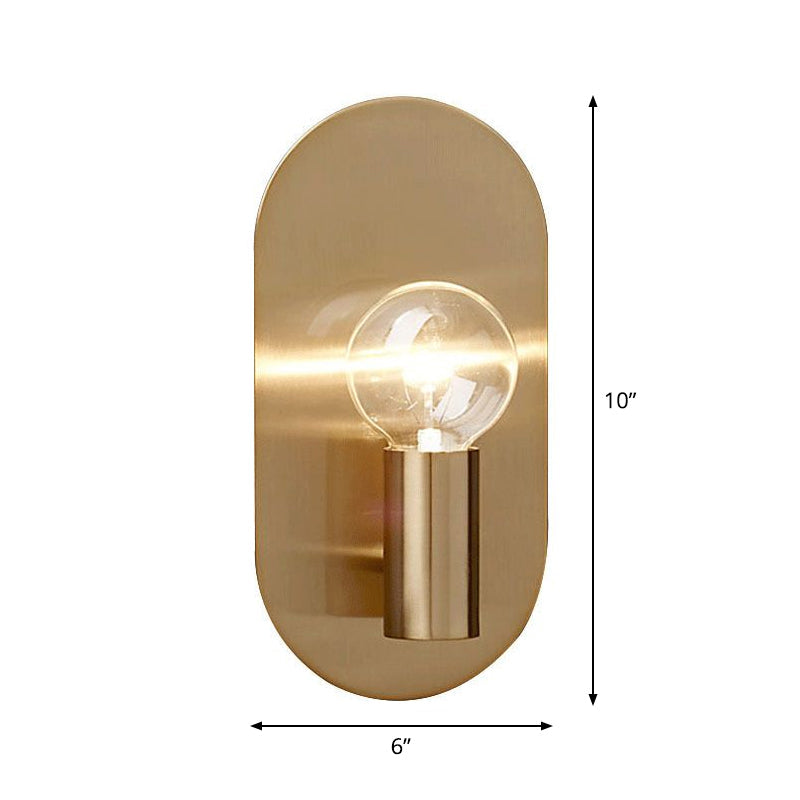 Céleste Exposed Bulb Wall Lamp with Gold Metal and Oval Backplate