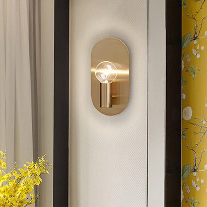 Céleste Exposed Bulb Wall Lamp with Gold Metal and Oval Backplate