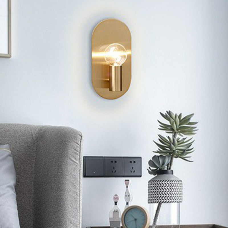 Chloé Gold Exposed Bulb Wall Sconce Oval Backplate