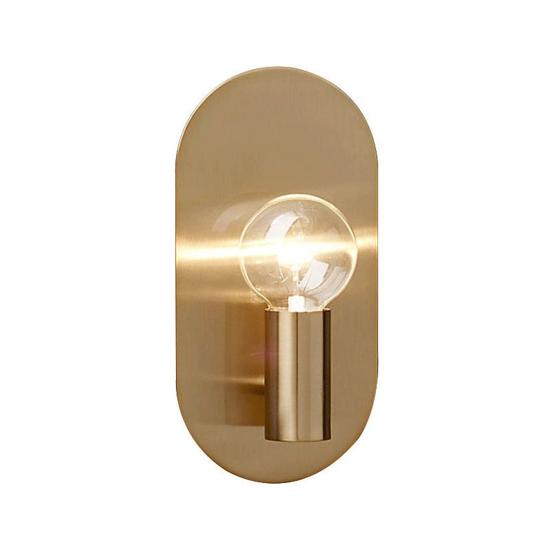 Céleste Exposed Bulb Wall Lamp with Gold Metal and Oval Backplate