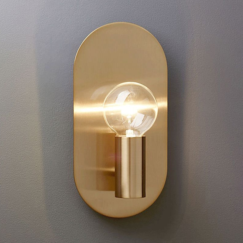 Céleste Exposed Bulb Wall Lamp with Gold Metal and Oval Backplate