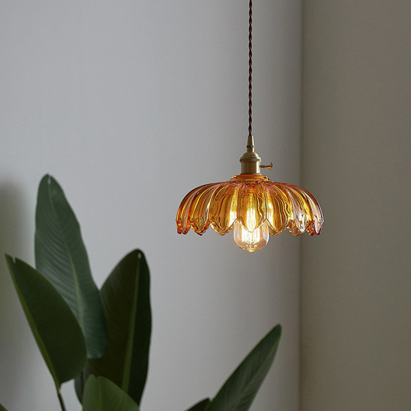Isabelle Scalloped Glass Flower Pendant Ceiling Light