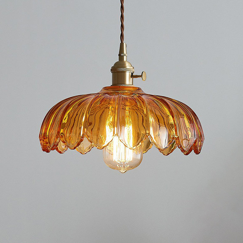 Isabelle Scalloped Glass Flower Pendant Ceiling Light