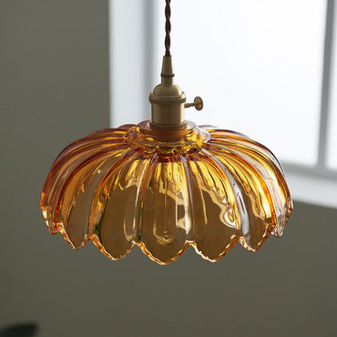 Isabelle Scalloped Glass Flower Pendant Ceiling Light