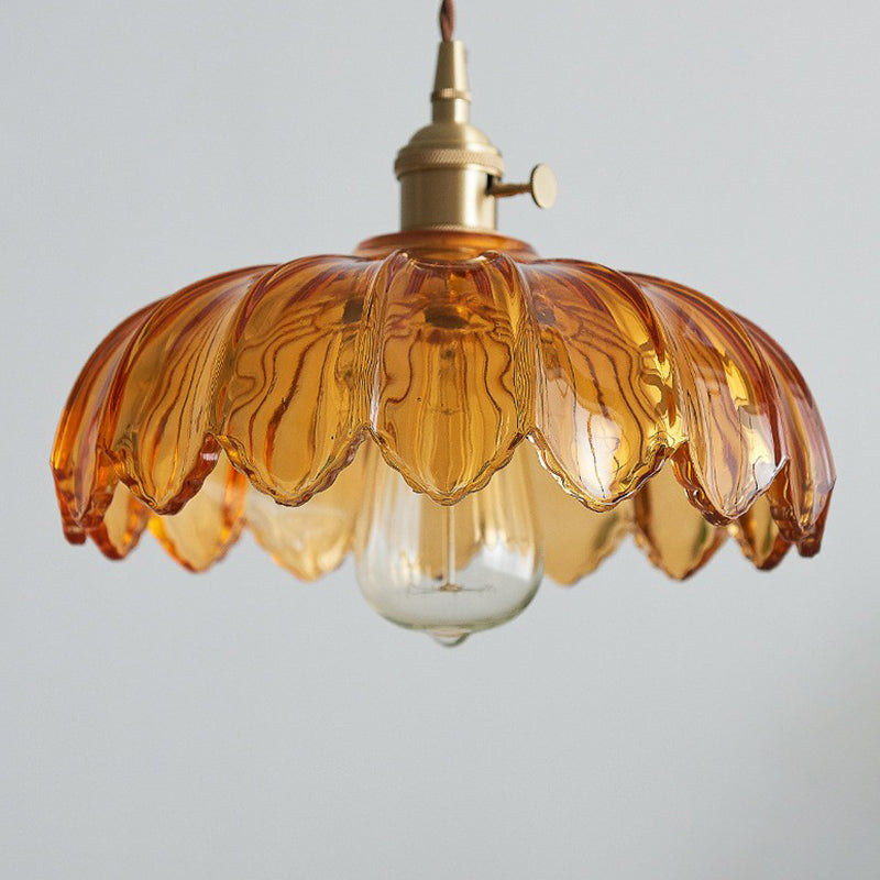 Isabelle Scalloped Glass Flower Pendant Ceiling Light
