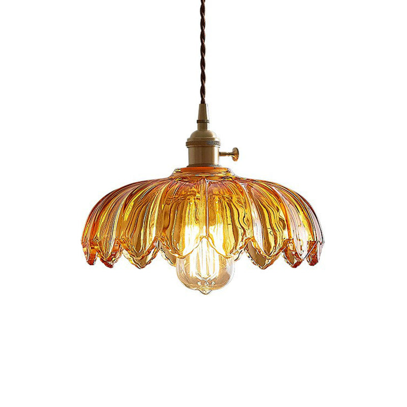 Isabelle Scalloped Glass Flower Pendant Ceiling Light