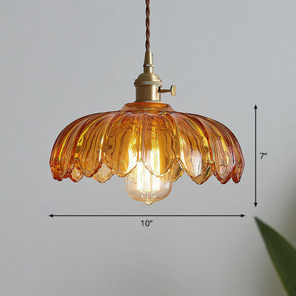 Isabelle Scalloped Glass Flower Pendant Ceiling Light