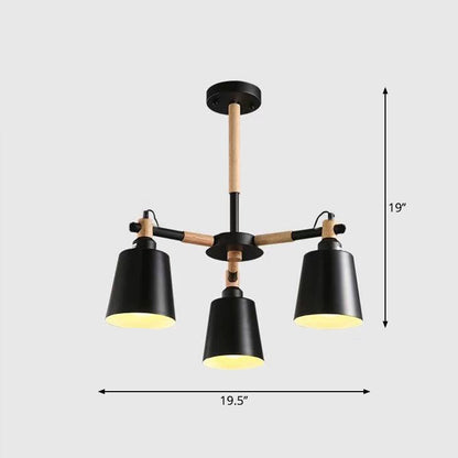 Céleste Macaron Radial Chandelier with Wooden Arms