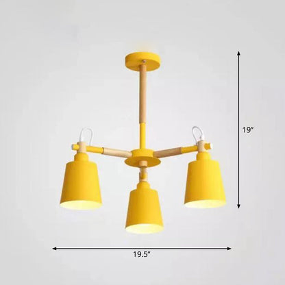 Céleste Macaron Radial Chandelier with Wooden Arms
