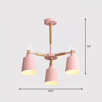 Céleste Macaron Radial Chandelier with Wooden Arms