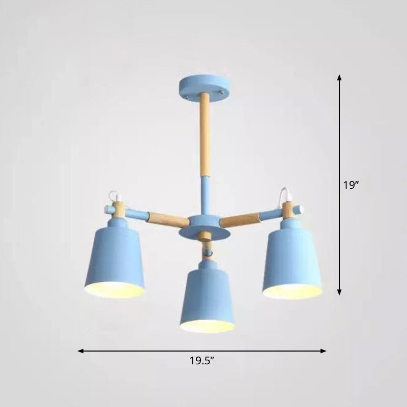 Céleste Macaron Radial Chandelier with Wooden Arms