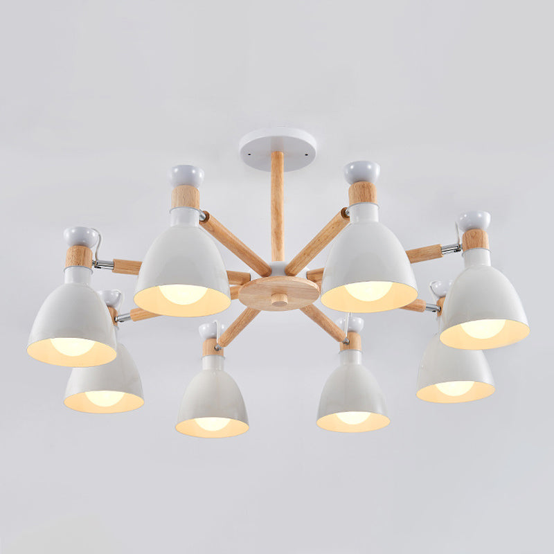 Émilie Macaron Bell Chandelier with Wooden Rod Pendant