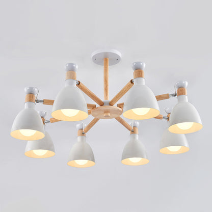 Émilie Macaron Bell Chandelier with Wooden Rod Pendant