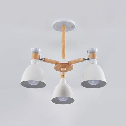 Émilie Macaron Bell Chandelier with Wooden Rod Pendant