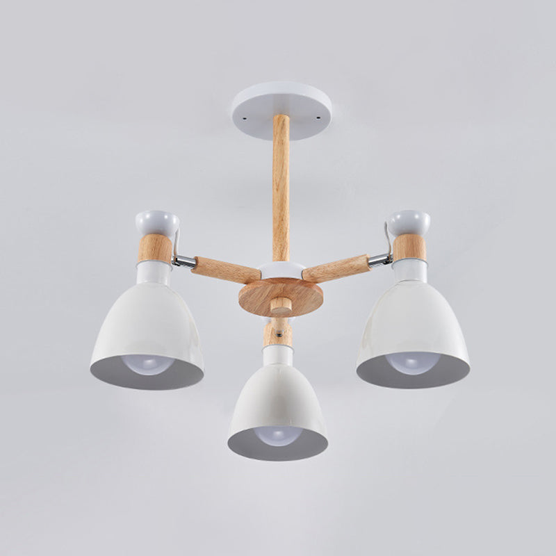 Émilie Macaron Bell Chandelier with Wooden Rod Pendant