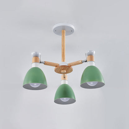Émilie Macaron Bell Chandelier with Wooden Rod Pendant