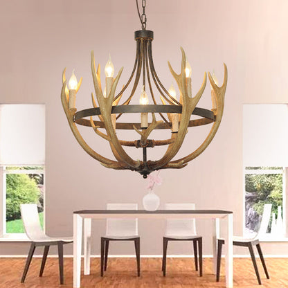 Rosalie Rustic Wheel Resin Chandelier with Elk Accents