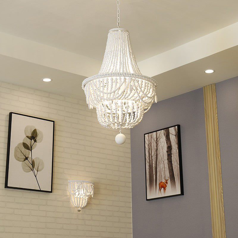 Colette Jar-Style Wood Chandelier with Global Drop Lights