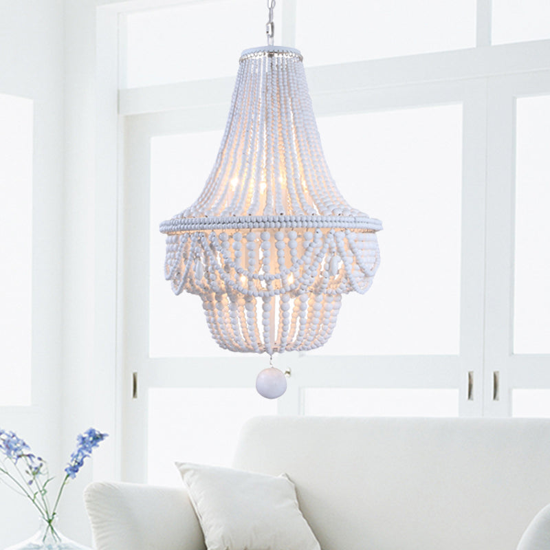 Colette Jar-Style Wood Chandelier with Global Drop Lights