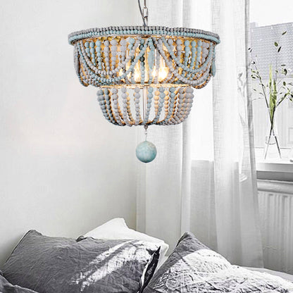 Anaïs 2-Tier Wood Chandelier in Blue and Gray