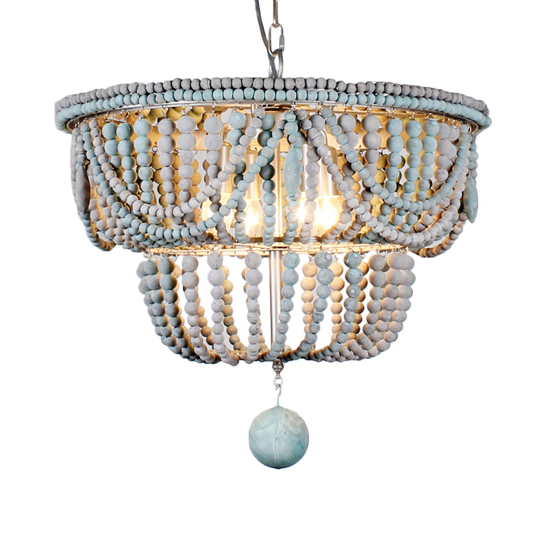 Anaïs 2-Tier Wood Chandelier in Blue and Gray