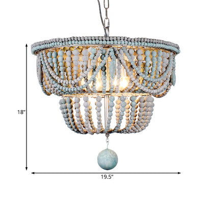 Anaïs 2-Tier Wood Chandelier in Blue and Gray