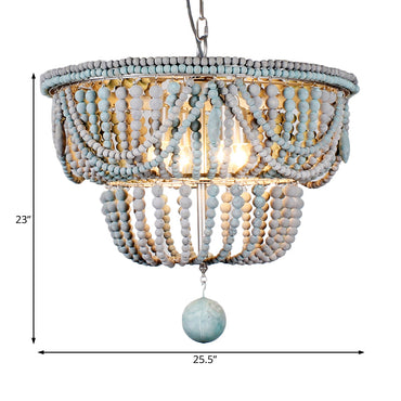 Anaïs 2-Tier Wood Chandelier in Blue and Gray