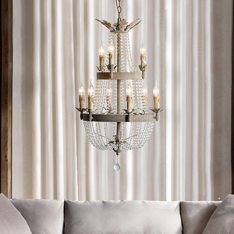 Juliette 2-Tier Crystal Chandelier with Global Drop Lights