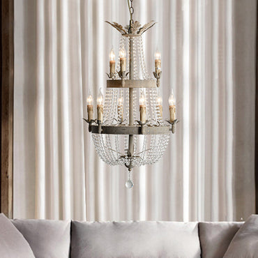 Juliette 2-Tier Crystal Chandelier with Global Drop Lights