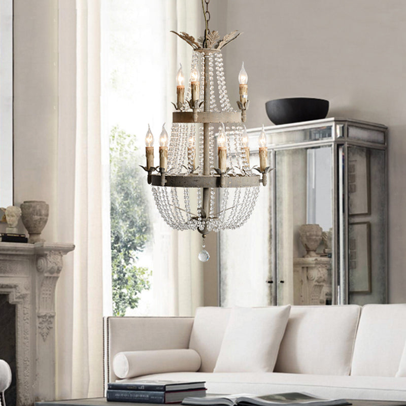 Juliette 2-Tier Crystal Chandelier with Global Drop Lights