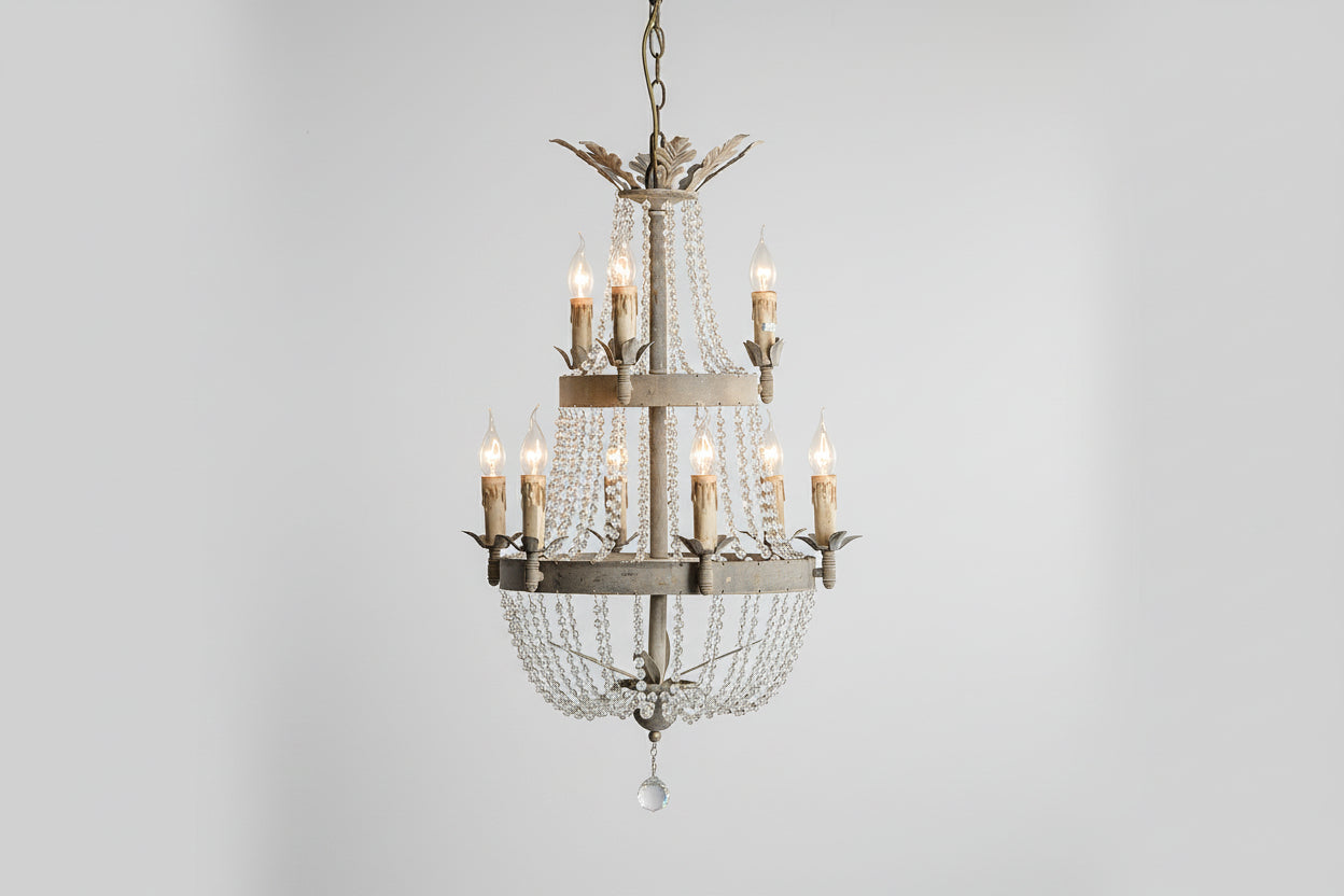 Juliette 2-Tier Crystal Chandelier with Global Drop Lights