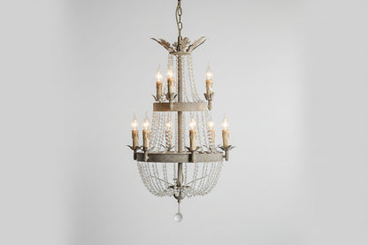 Juliette 2-Tier Crystal Chandelier with Global Drop Lights