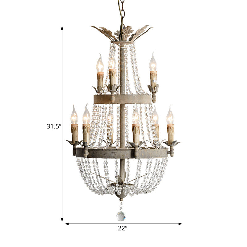 Juliette 2-Tier Crystal Chandelier with Global Drop Lights
