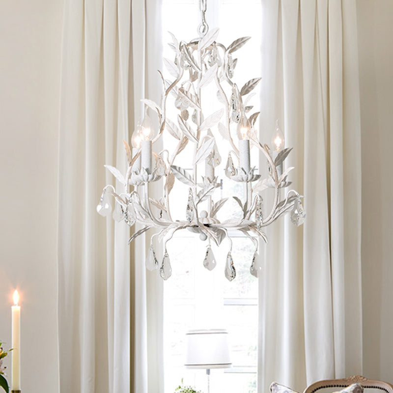 Élodie Branch Metal Chandelier with Crystal Teardrop Lights