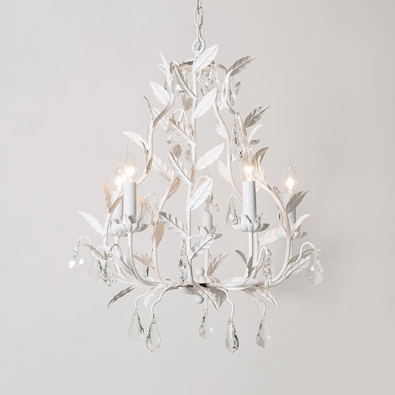 Élodie Branch Metal Chandelier with Crystal Teardrop Lights