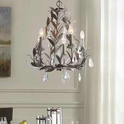 Élodie Branch Metal Chandelier with Crystal Teardrop Lights