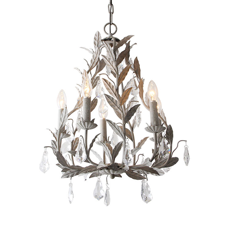 Élodie Branch Metal Chandelier with Crystal Teardrop Lights