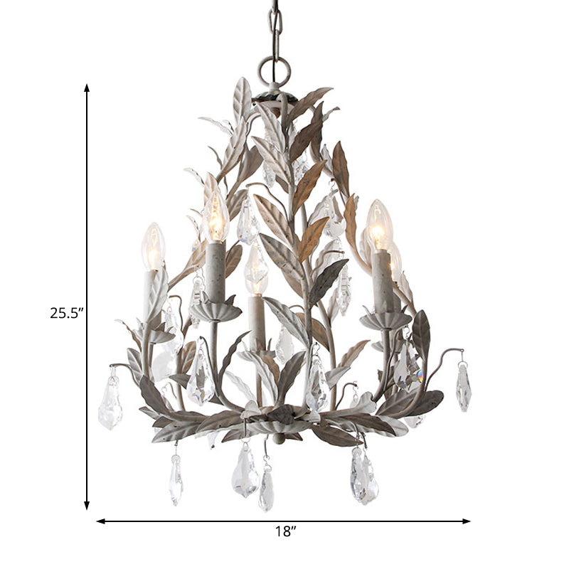 Élodie Branch Metal Chandelier with Crystal Teardrop Lights