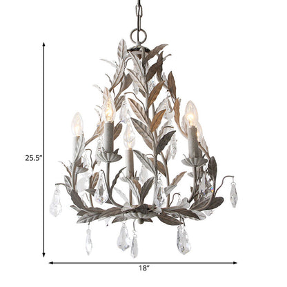 Élodie Branch Metal Chandelier with Crystal Teardrop Lights