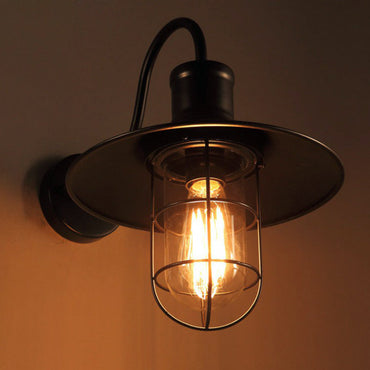 Adèle Conical Cage Gooseneck Wall Lamp Black
