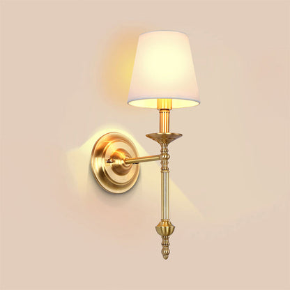 Élodie Brass Cone Fabric Wall Sconce 1/2 Light