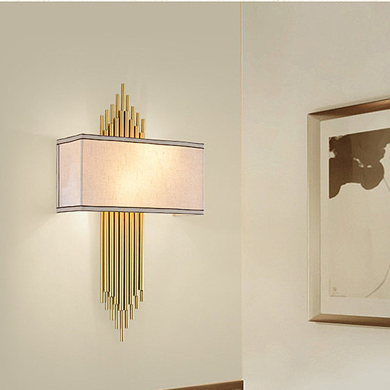 Camille Double-Head Fabric Wall Lamp – Black/White/Flaxen, 14"–16"