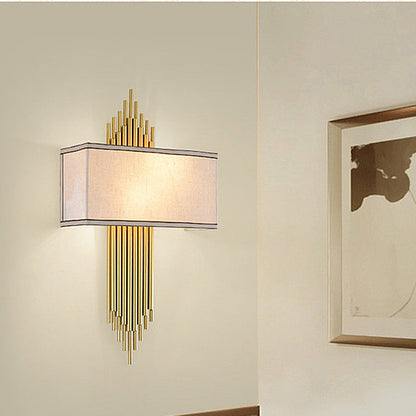Camille Double-Head Fabric Wall Lamp – Black/White/Flaxen, 14"–16"