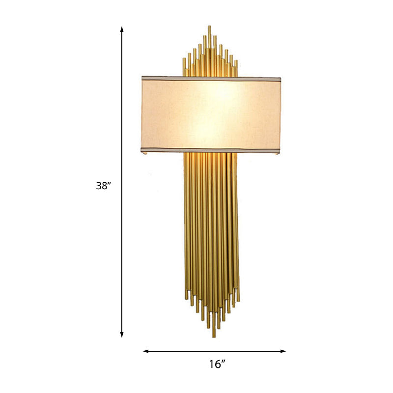 Camille Double-Head Fabric Wall Lamp – Black/White/Flaxen, 14"–16"