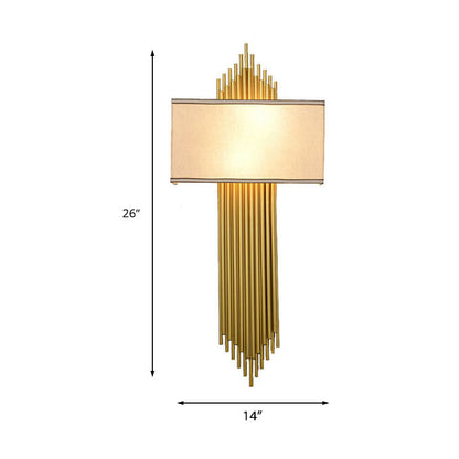 Camille Double-Head Fabric Wall Lamp – Black/White/Flaxen, 14"–16"