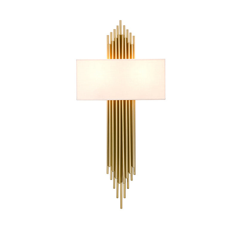 Camille Double-Head Fabric Wall Lamp – Black/White/Flaxen, 14"–16"