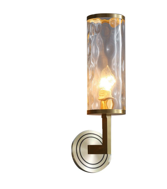 Geneviève Modern Cylindrical Crystal Wall Sconce 1-Light Brass
