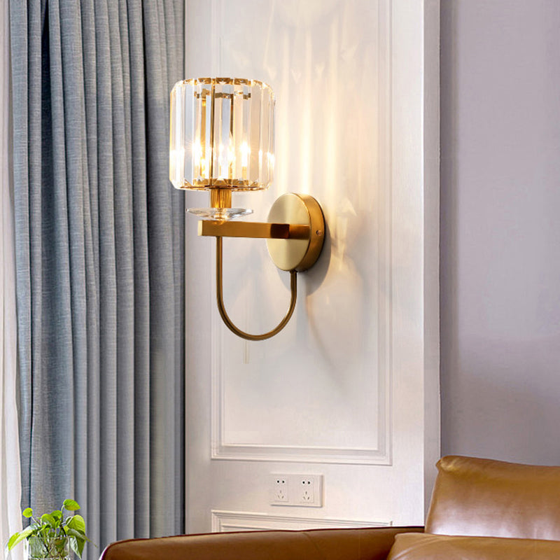 Isabelle Cylindrical Crystal Wall Sconce Gold Finish