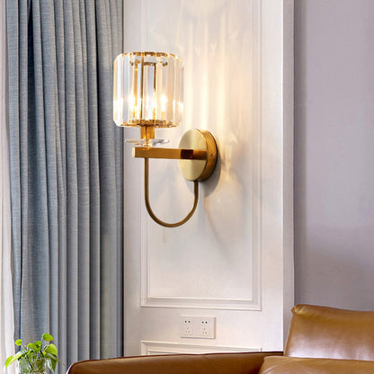 Isabelle Cylindrical Crystal Wall Sconce Gold Finish